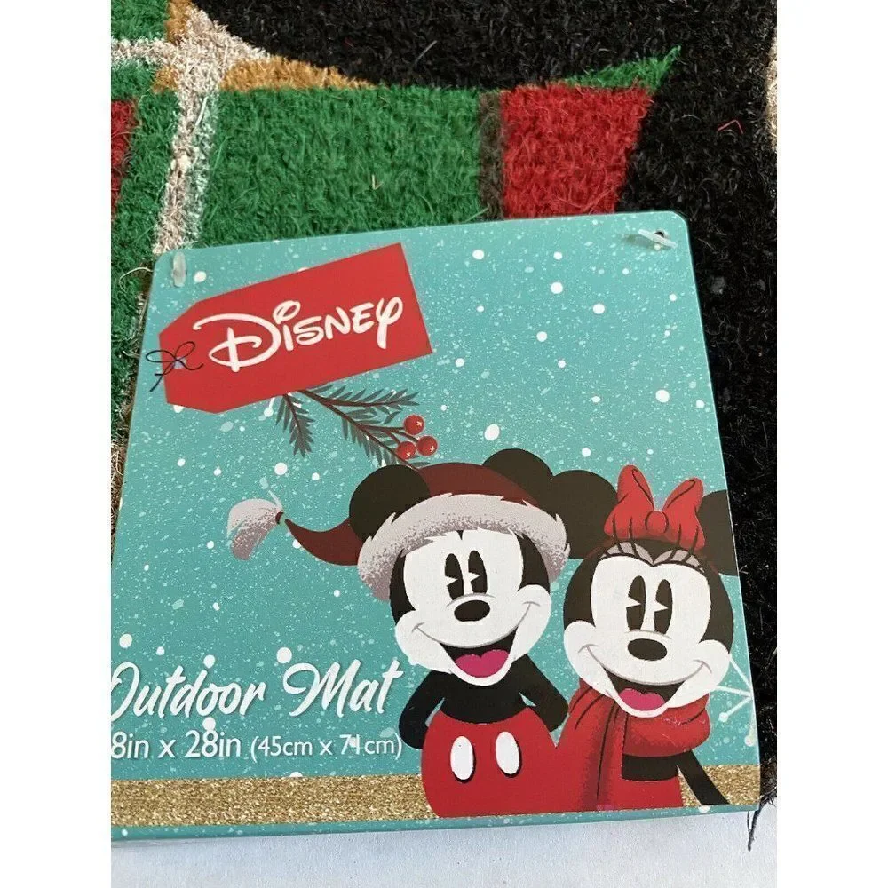Disney Mickey Mouse Christmas‎ Holiday Season Coir Door Mat 18 x 28” Outdoor New